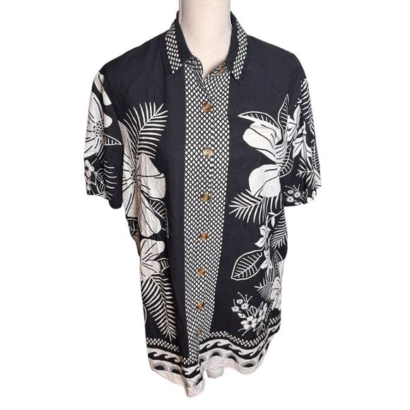 FARM RIO Macaw Elegance Uni Linen-blend Shirt In Black M - Picture 3 of 7